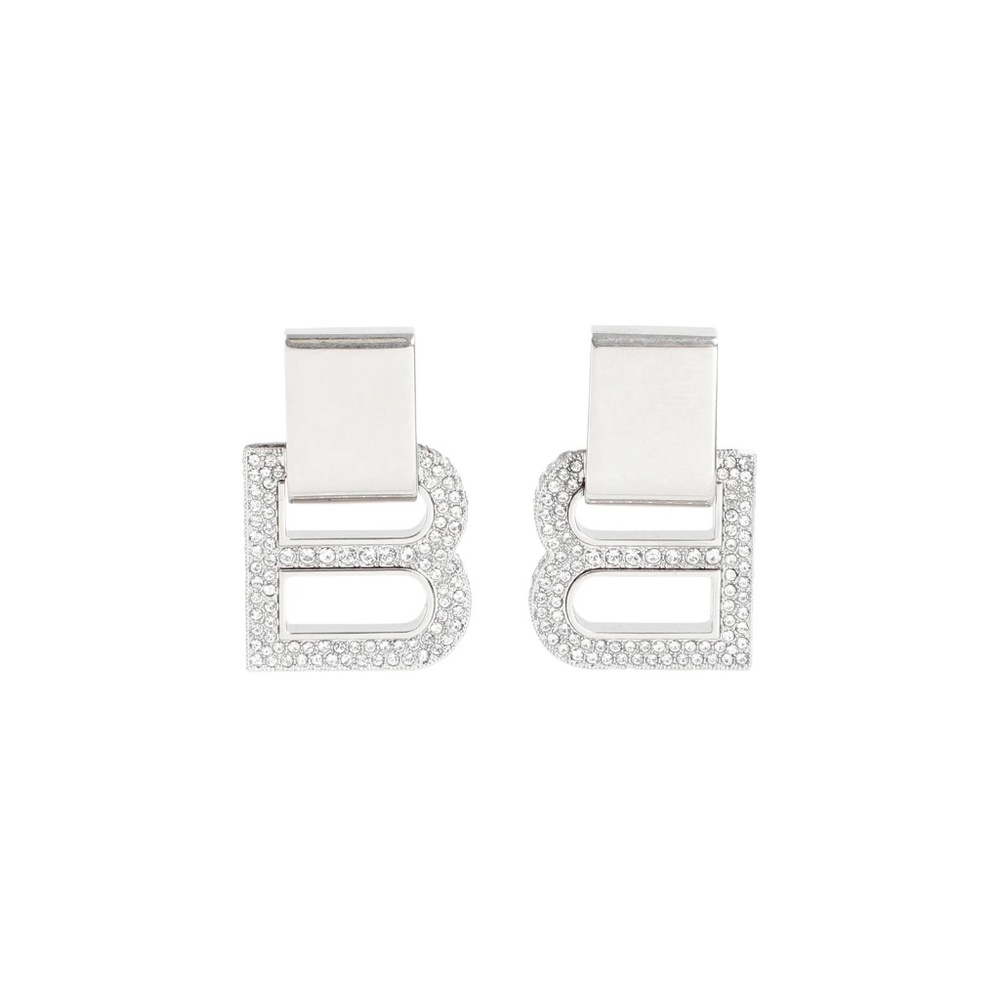 Balenciaga Balenciaga B Logo Crystal-Embellished Earrings